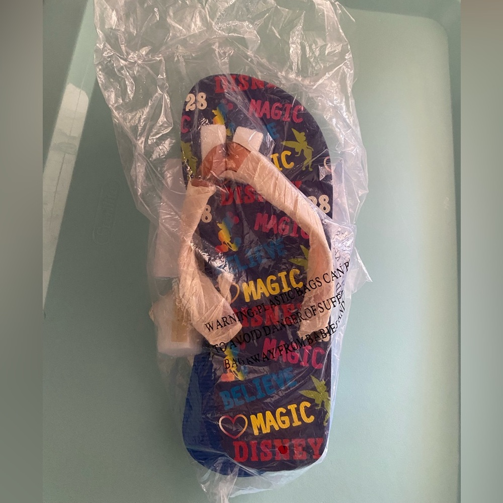 Disney Store Ladies 10 Flip Flop Sandals Magic Mickey Mouse Tinkerbell NIB